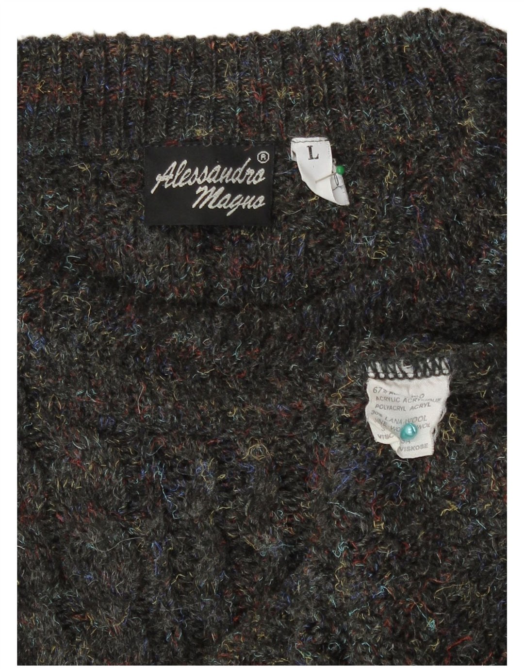 Alessandro Magno Jersey De Cuello Redondo Para Hombre Suéter Grande Gris Moteado Acrílico