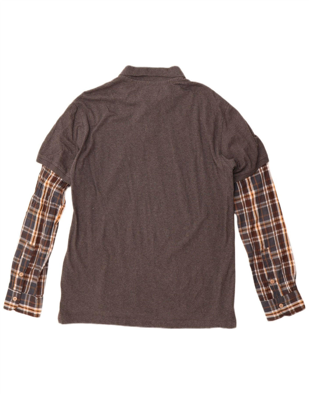 Desigual Polo Regular Manga Larga Hombre XL Gris Cuadros Algodón