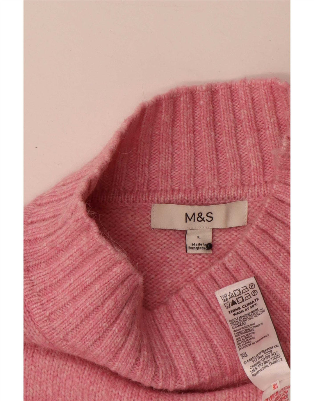 Marks & Spencer Suéter con Cuello Alto para Mujer UK 46 Grande Rosa