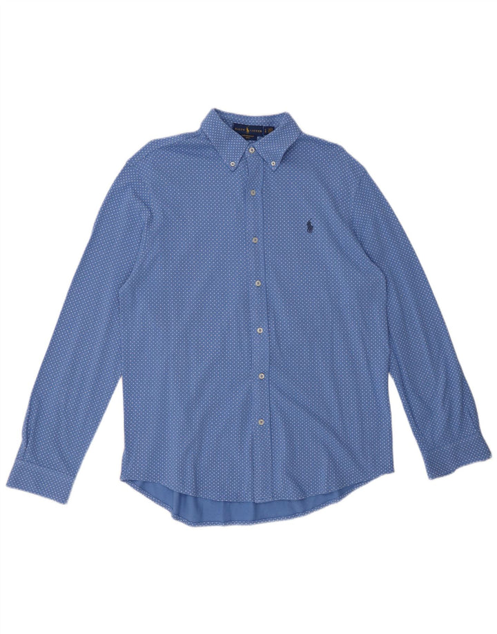 Ralph Lauren Camisa De Malla De Peso Pluma Para Hombre Algodón Con Manchas Azules Grandes