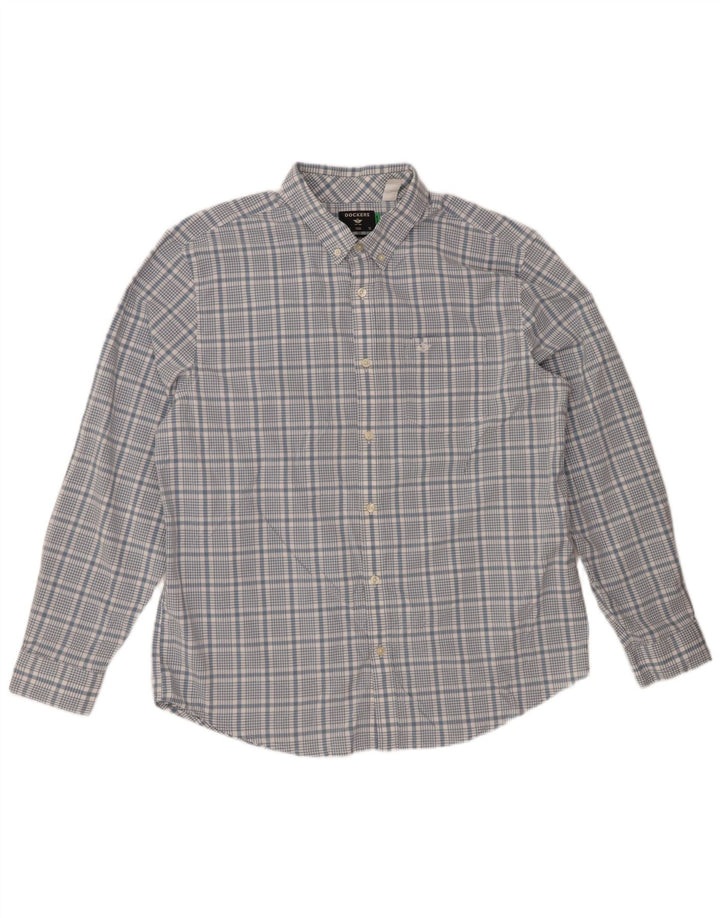 DOCKERS Camisa de corte clásico para hombre XL Algodón a cuadros azules