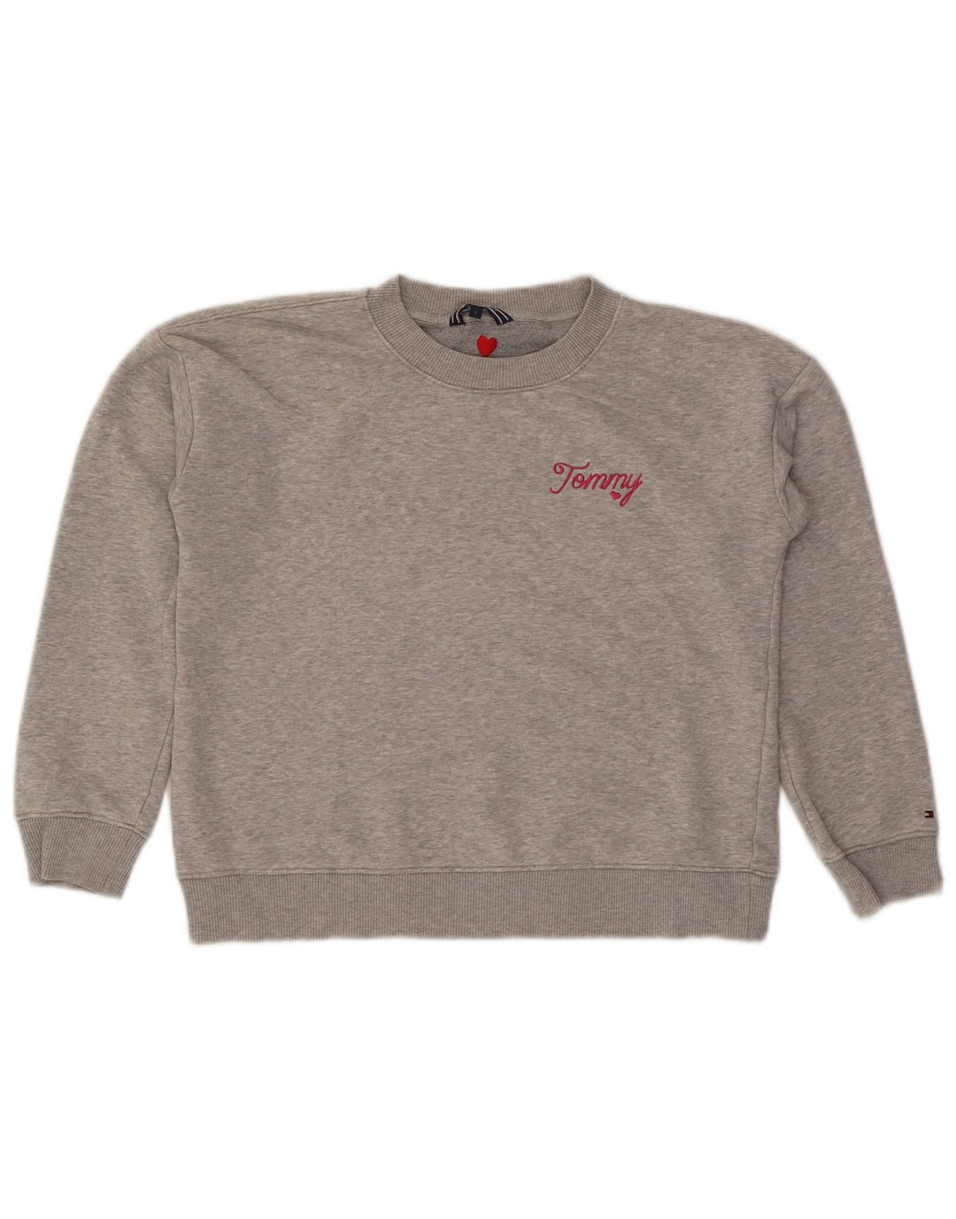 Tommy Hilfiger Mujer Crop Oversize Sudadera Jumper UK 10 Small Gris