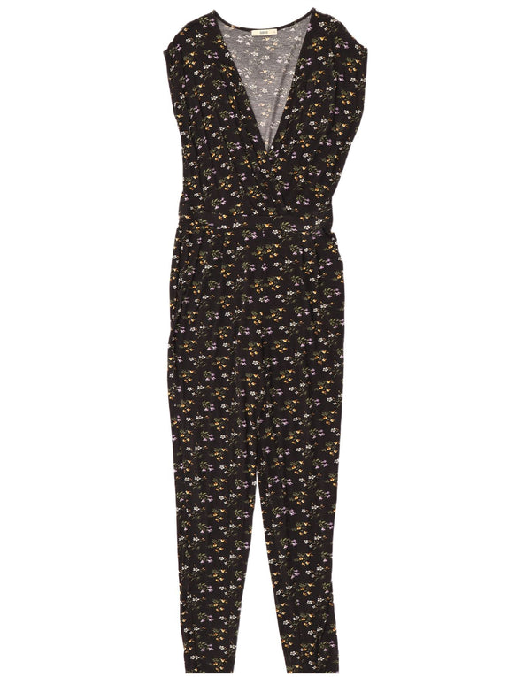 Oasis Mono Sin Mangas para Mujer UK 40 Mediano Viscosa Floral Negra