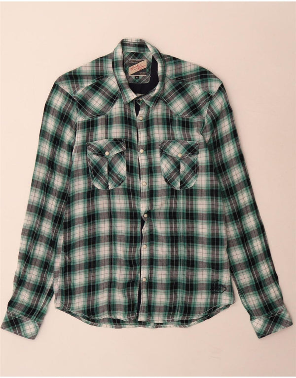 Jack & Jones Mens Flannel Shirt XL Green Check Cotton