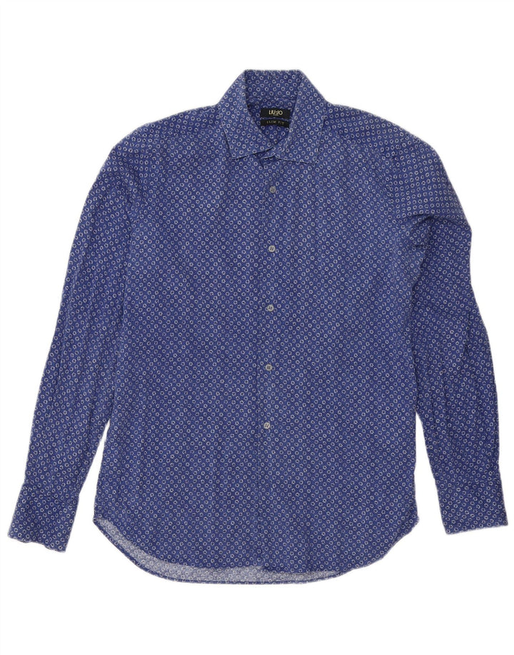 Camisa Liu Jo Hombre Slim Fit De Algodón Con Motivos Azul Medio