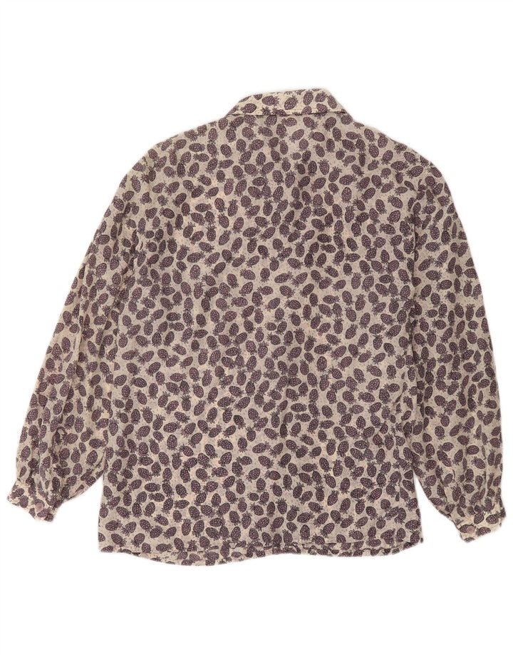 Vintage mujer patrón abstracto camisa blusa Reino Unido 12 medio púrpura