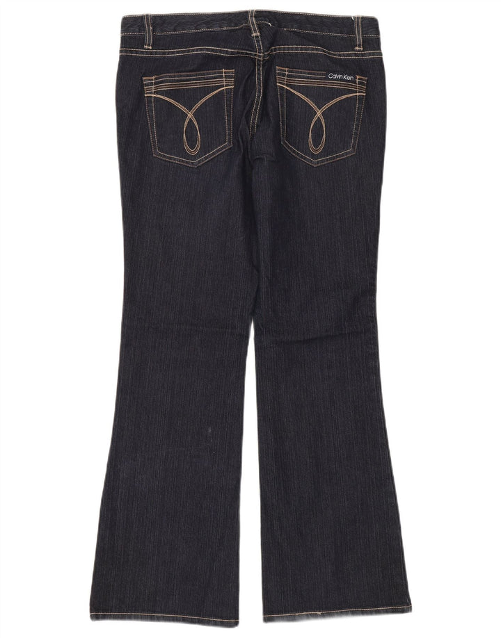 CALVIN KLEIN Vaqueros acampanados para mujer US 10 Medium W32 L30 Azul marino Algodón