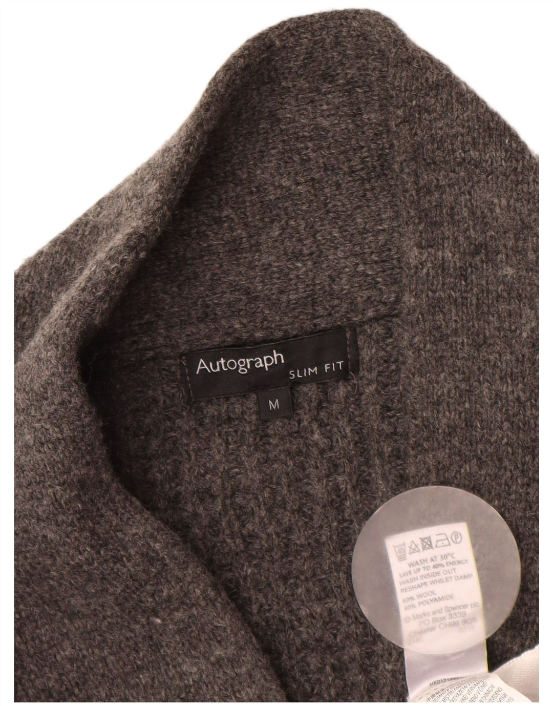 Marks & Spencer Suéter tipo cárdigan ajustado con autógrafo para hombre de lana gris medio