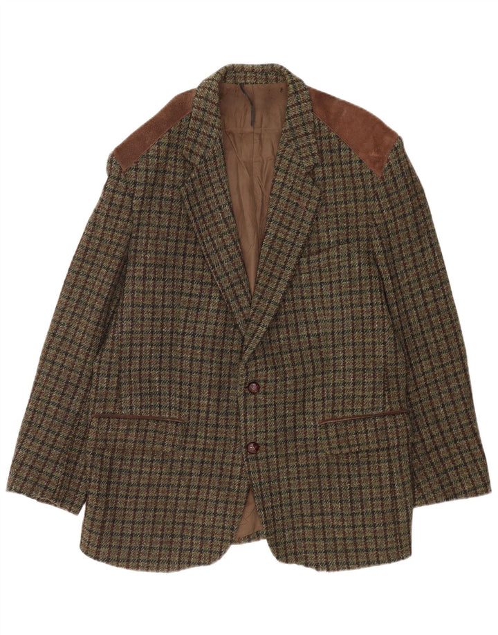 Harris Tweed Chaqueta tipo blazer de 2 botones para hombre Reino Unido 38 Pata de gallo verde medio
