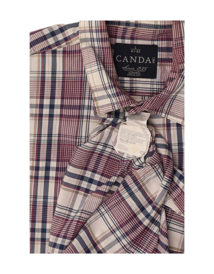 CANDA Camisa de manga corta para hombre talla 41/42 grande algodón a cuadros multicolor