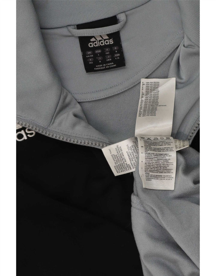 Adidas Hombre Chándal Top Jacket IT 44/46 Grande Gris Colorblock Poliéster