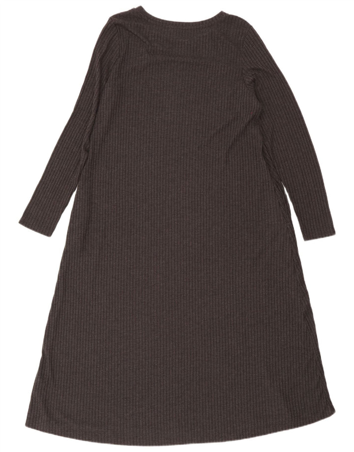Marks & Spencer Vestido largo de manga larga para mujer UK 46 Poliéster gris grande