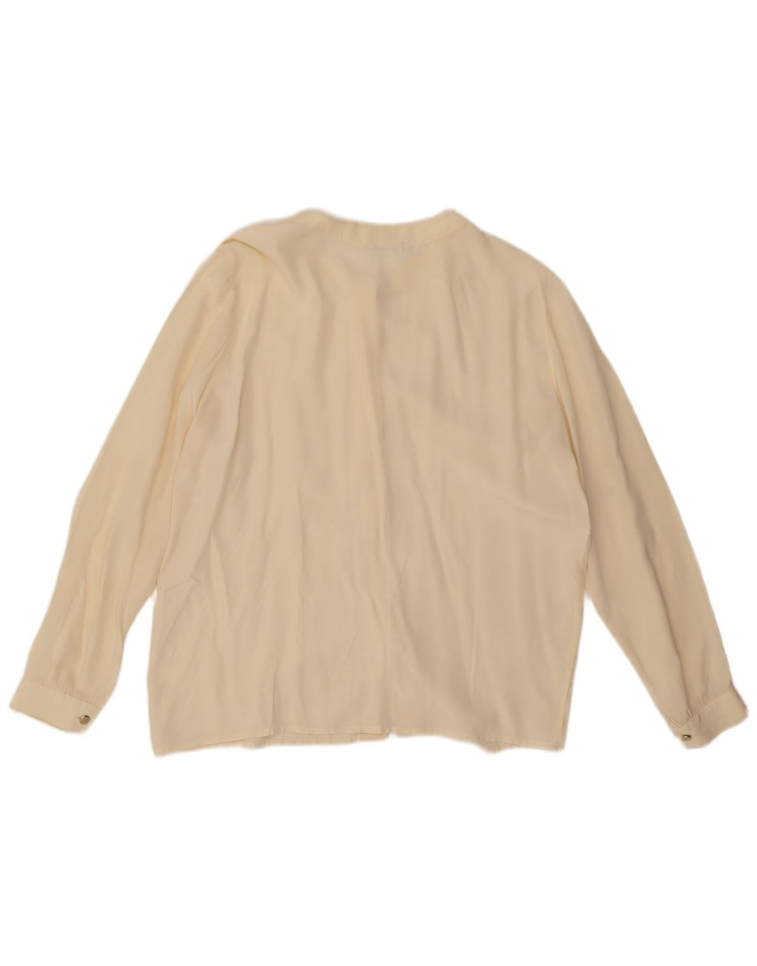 Vintage mujer camisa blusa Reino Unido 14 medio de seda blanca