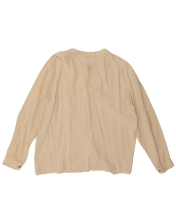 Vintage mujer camisa blusa Reino Unido 14 medio de seda blanca