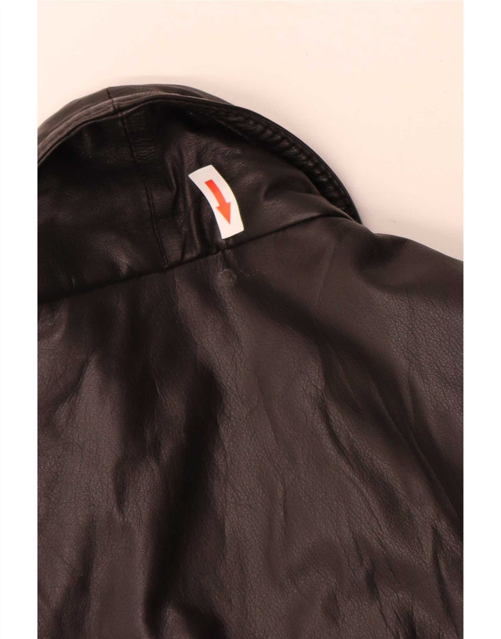 Chaqueta de cuero vintage para hombre IT 50 grande negro
