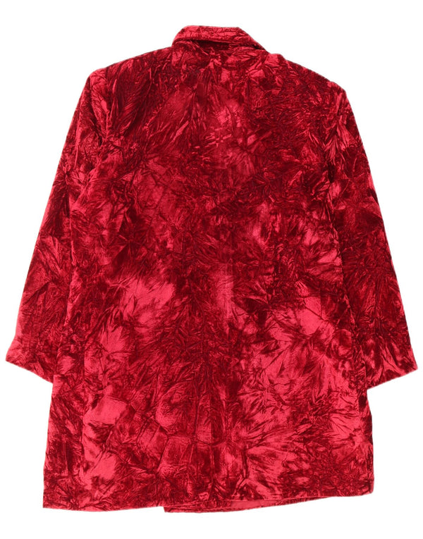 Vintage mujer longline patrón abstracto chaqueta blazer Reino Unido 14 rojo medio