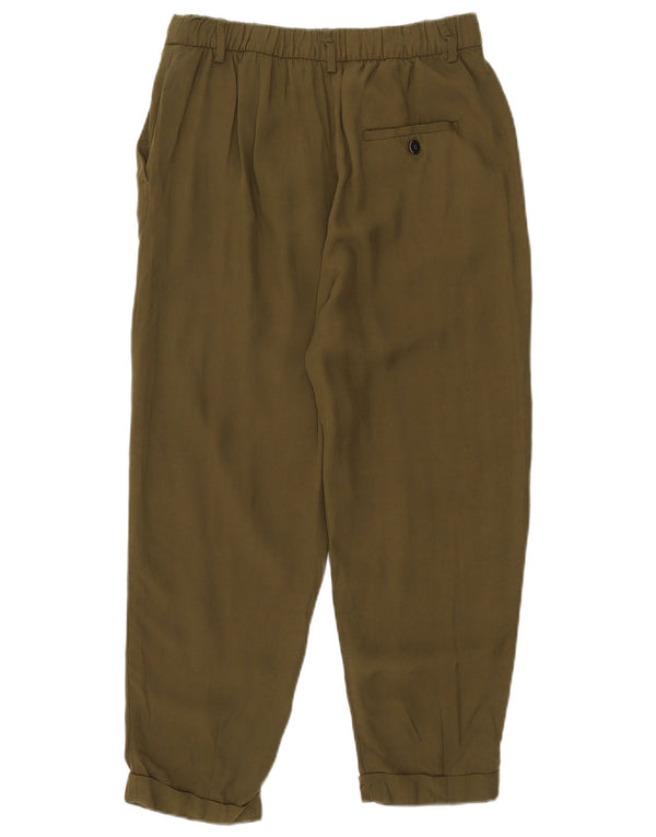 Zara Mujer Pantalones Cortos De Corte Suelto Mediano W28 L23 Caqui