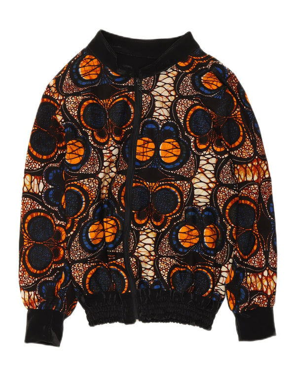 VINTAGE Mujer Patrón Abstracto Chaqueta Bomber Reino Unido 14 Medio Multicolor