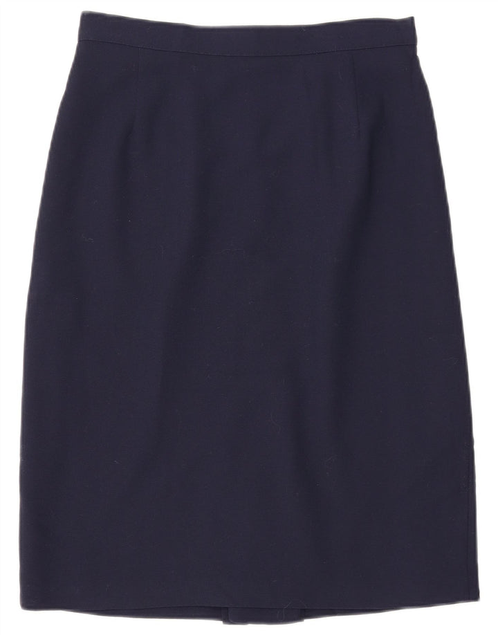 ST MICHAEL Womens Straight Skirt UK 14 Medium W29 Navy Blue Polyester