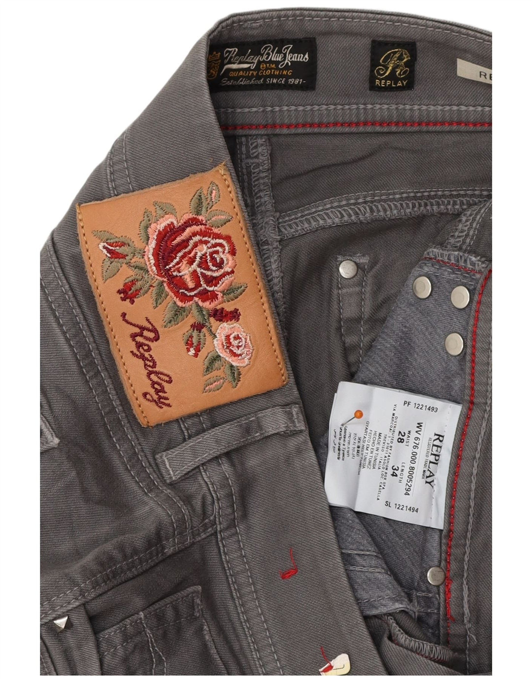 REPLAY Vaqueros Rearmy Bootcut para Mujer W28 L32 Algodón Gris