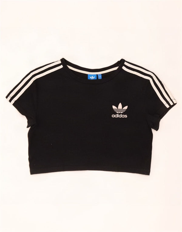 Adidas - Camiseta corta para mujer, talla 8, talla pequeña, algodón negro