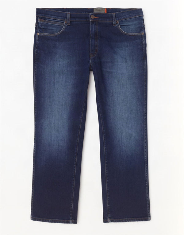 Wrangler Vaqueros rectos elásticos Texas para hombre W38 L30 Algodón azul