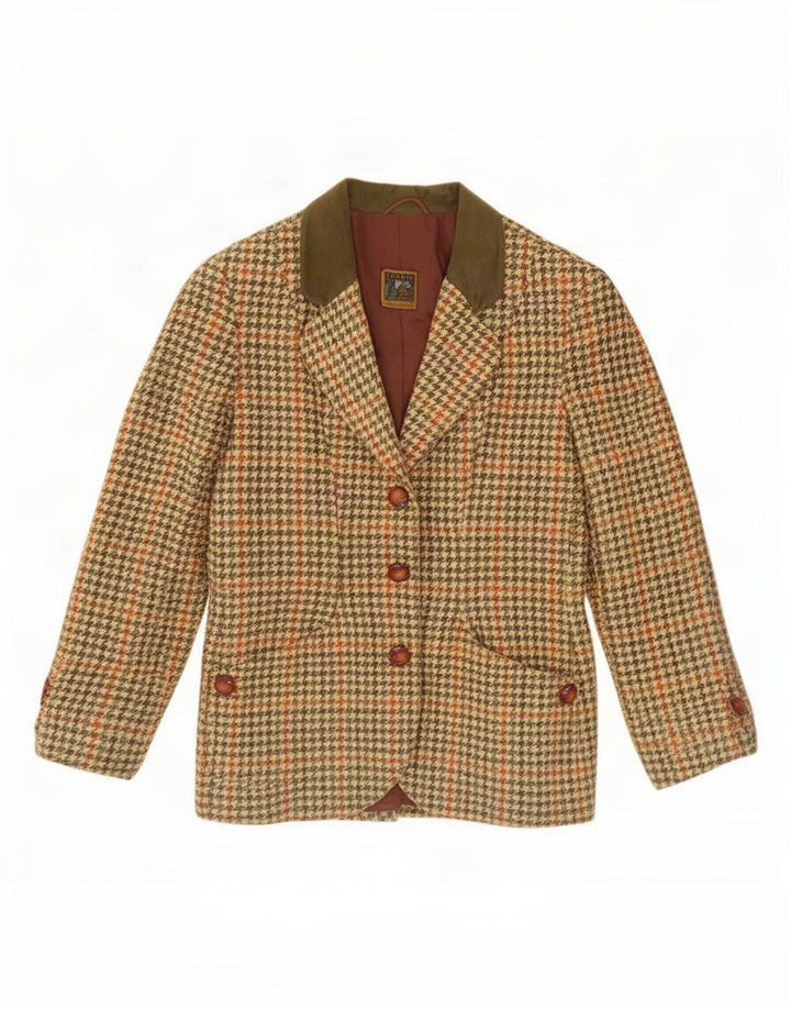 Imerio Tacchella Chaqueta Blazer para Mujer IT 46 Grande Pata de Gallo Amarilla