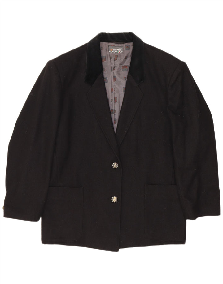 Stefanel Chaqueta Blazer de 2 Botones para Mujer UK 44 Mediana Lana Negra