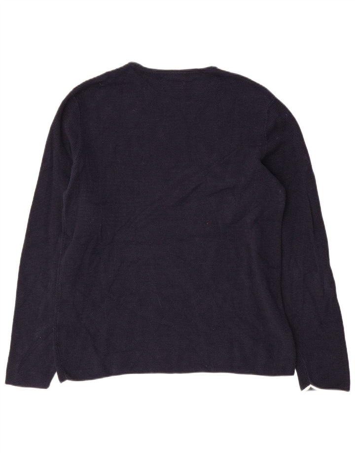 Zara Hombre Jersey Cuello Redondo Jersey Grande Azul Marino Algodón