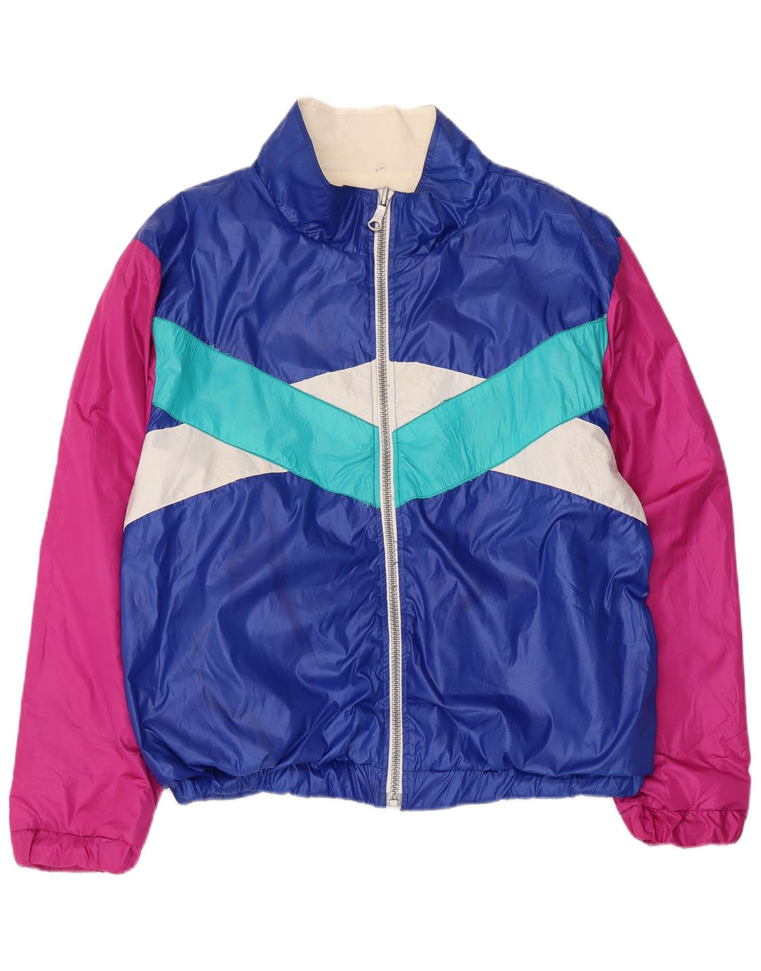 Vintage hombres gráfico chándal top chaqueta XL azul colorblock