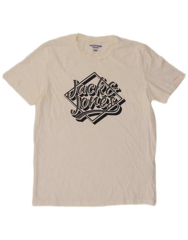 Jack & Jones Hombre Regular Fit Graphic Camiseta Top XL Algodón Blanco