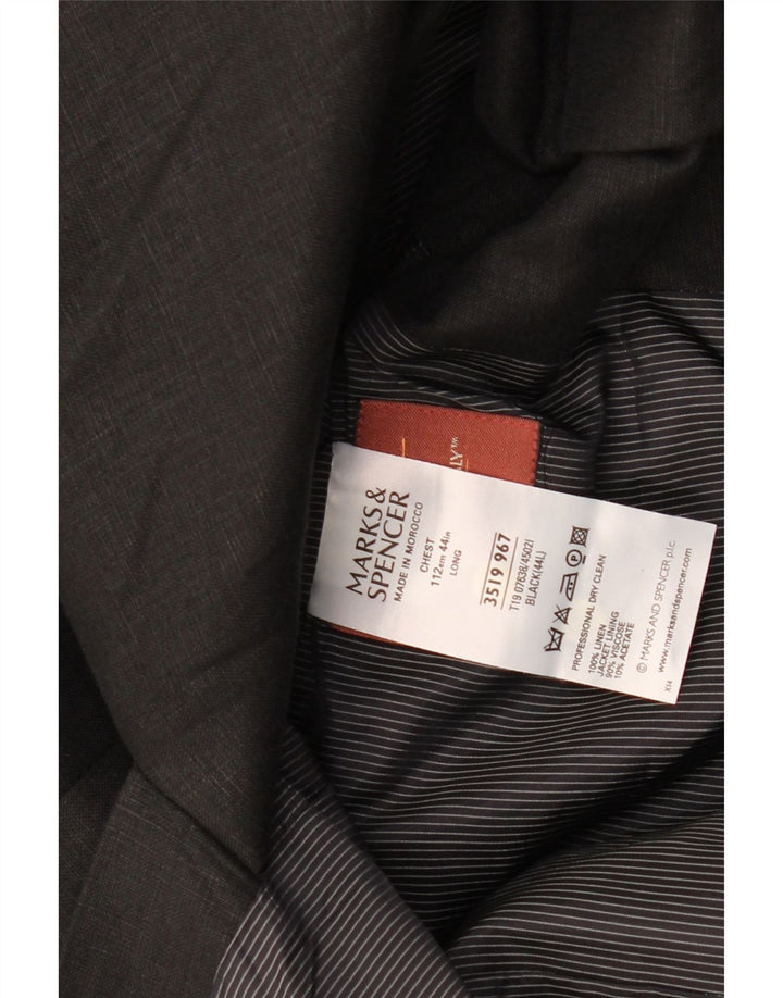 Marks & Spencer Chaqueta tipo blazer de 3 botones para hombre UK 40 Large Lino negro