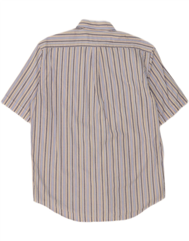 MARLBORO CLASSICS Mens Short Sleeve Shirt Large Blue Striped Vintage Marlboro Classics and Second-Hand Marlboro Classics from Messina Hembry 