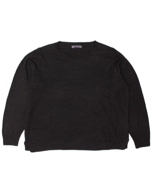 Marks & Spencer Suéter de cuello redondo para mujer UK 22 3XL Acrílico negro