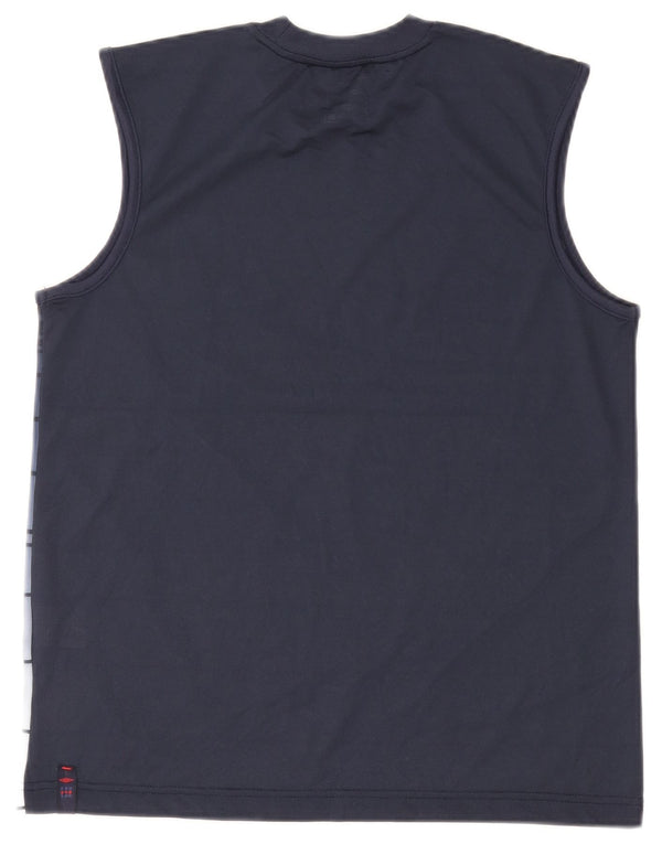 Umbro Hombre Ver A Través De Chaleco Top Medio Poliéster A Rayas Azul Marino
