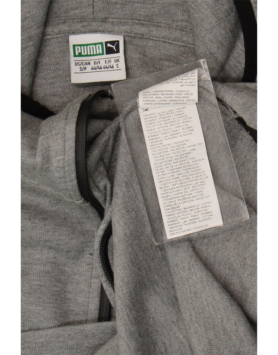 Puma Hombre Zip Neck Sudadera con capucha Jumper Small Gris Algodón