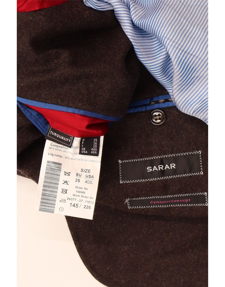Sarar Chaqueta tipo blazer de 2 botones para hombre UK 40 Large Lana marrón
