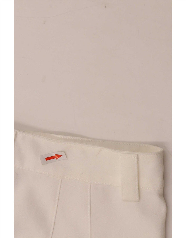 Zara Mujer Pantalones Casuales Rectos Pequeño W26 L32 Poliéster Blanco