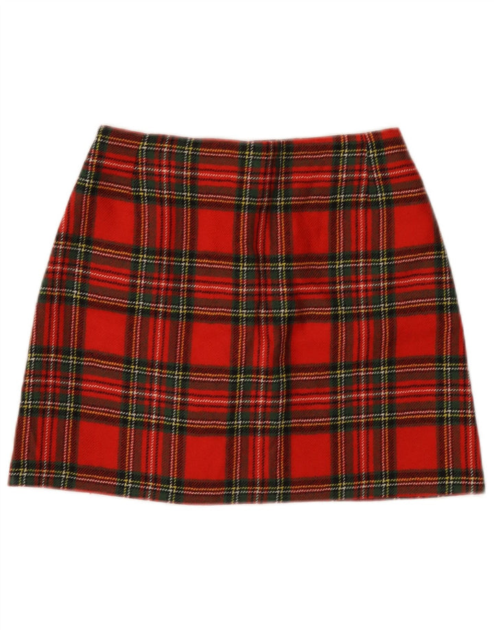 Vintage mujer A-Line falda W26 pequeño cheque rojo