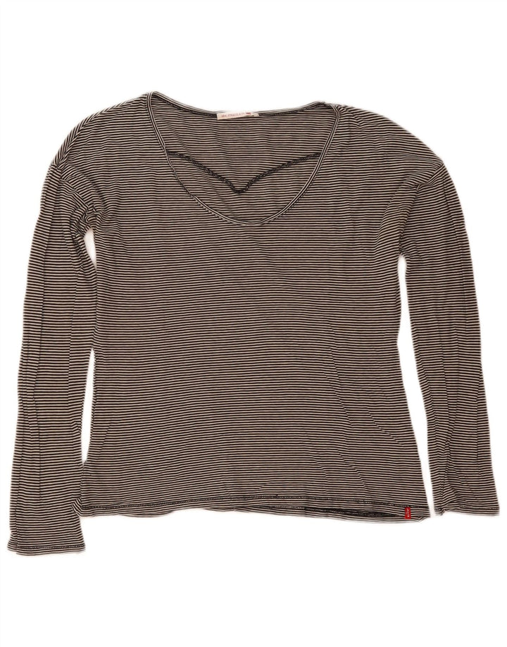 Levi's Top de mujer de manga larga UK 44 Algodón a rayas negro mediano