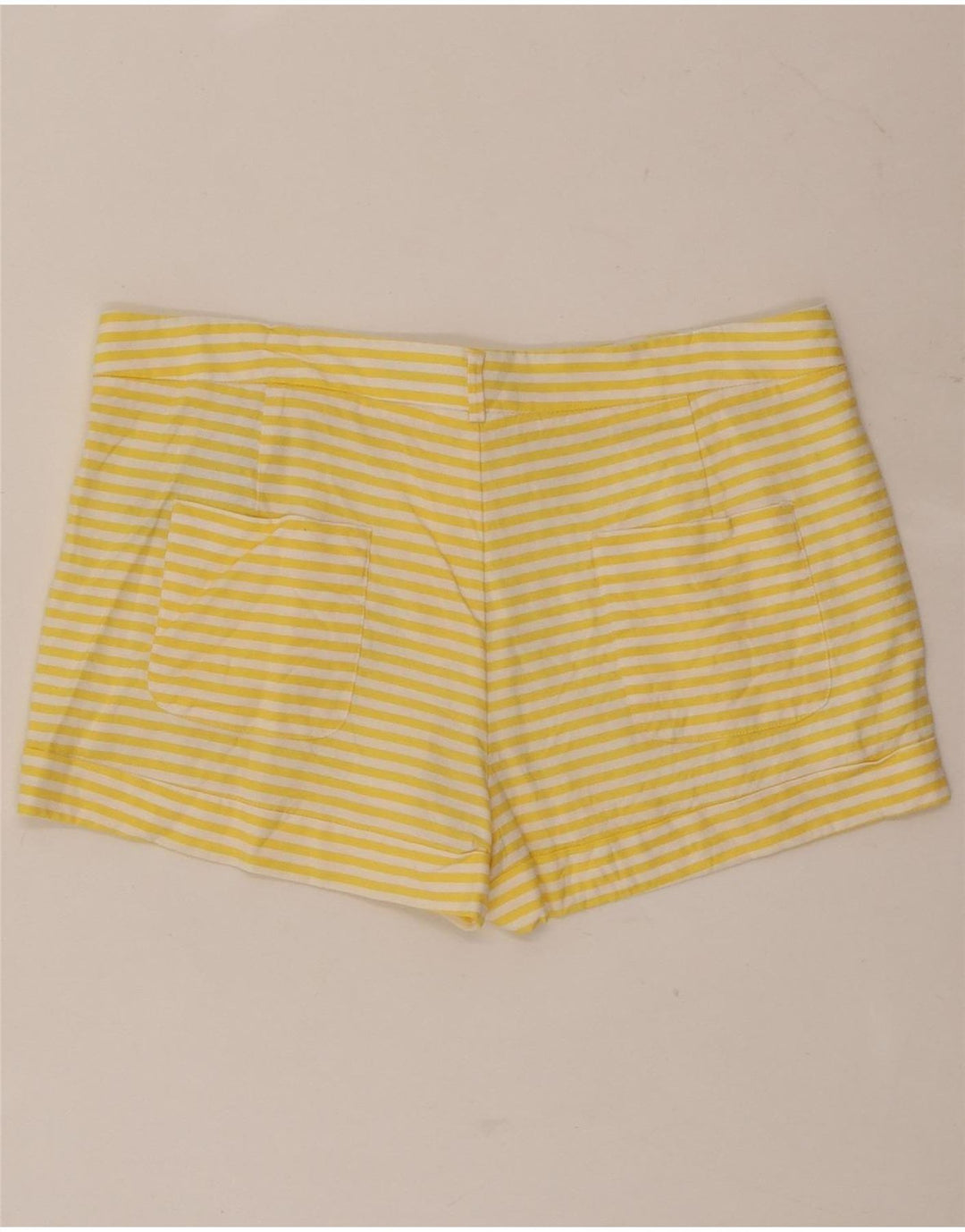 Zara Mujer Hot Pants Small W26 Viscosa A Rayas Amarillas