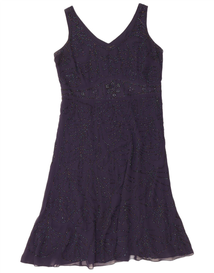 Marks & Spencer Vestido acampanado sin mangas para mujer UK 46 Poliéster morado grande