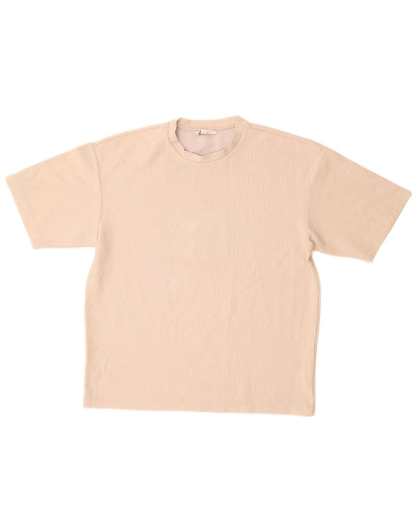 Zara Hombre Camiseta Top Small Beige Algodón