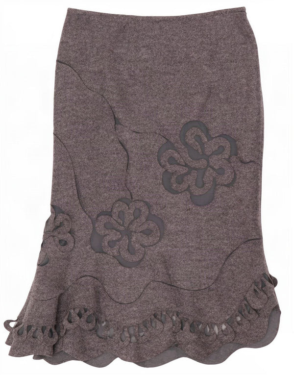 Per Una Falda Asimétrica para Mujer UK 10 Small W27 Lana Floral Gris