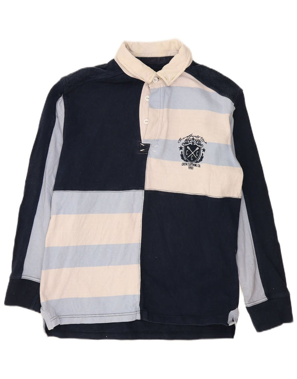 Crew Clothing Mens Rugby Polo Shirt Medium Navy Blue Colourblock