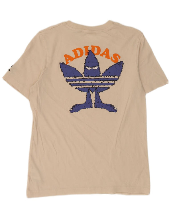 Adidas Camiseta gráfica para hombre Top pequeño de algodón blanco roto
