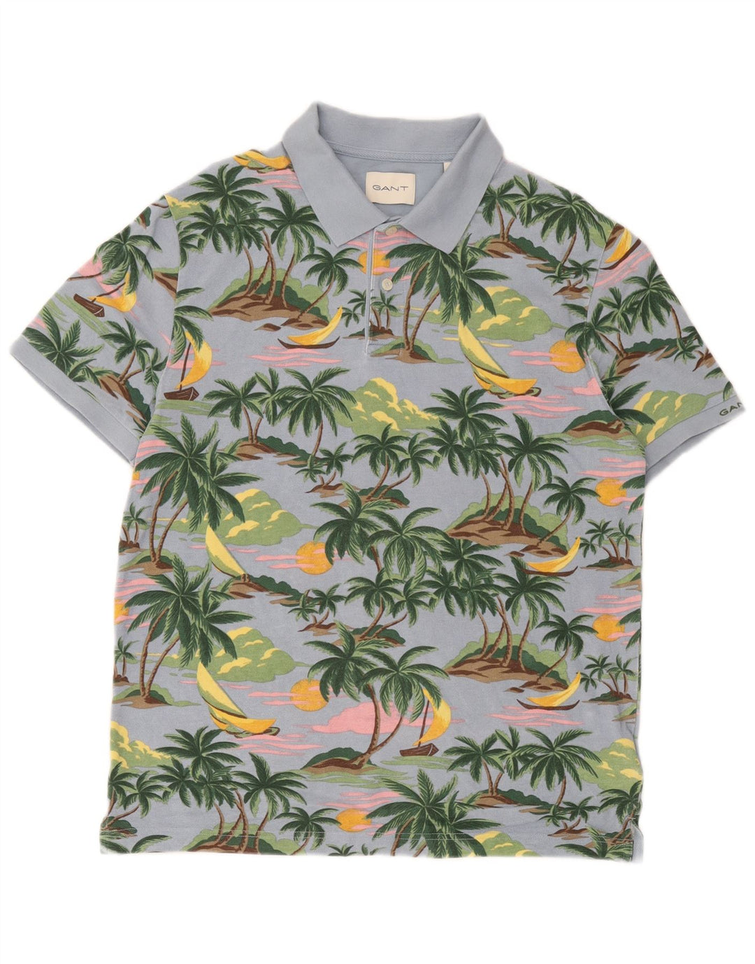 Gant Polo Hawaiano De Algodón Azul Medio | Hombre