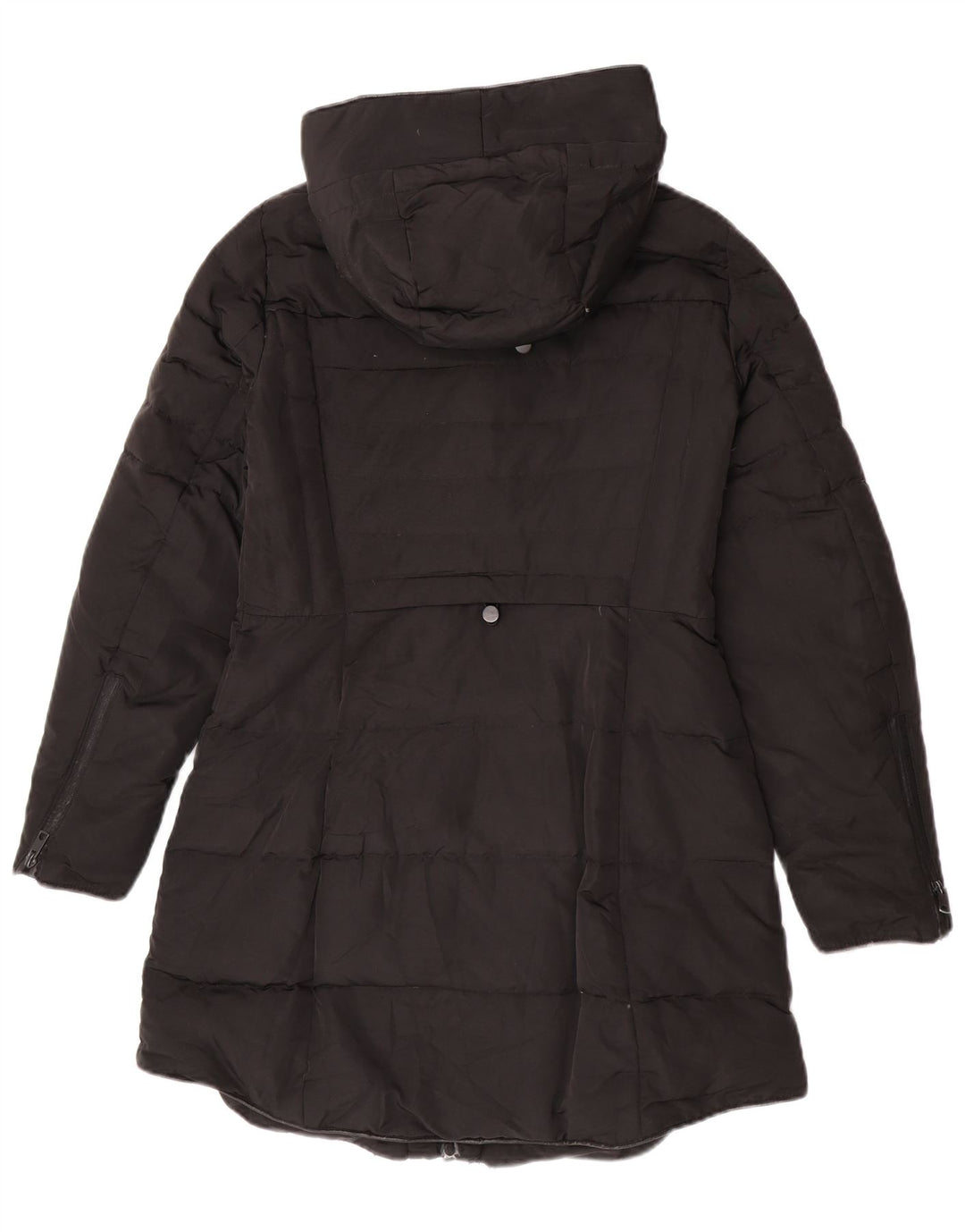 Zara Mujer Abrigo Acolchado Con Capucha UK 44 Medium Negro