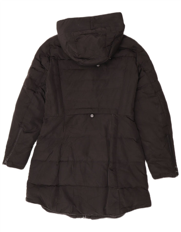 Zara Mujer Abrigo Acolchado Con Capucha UK 44 Medium Negro