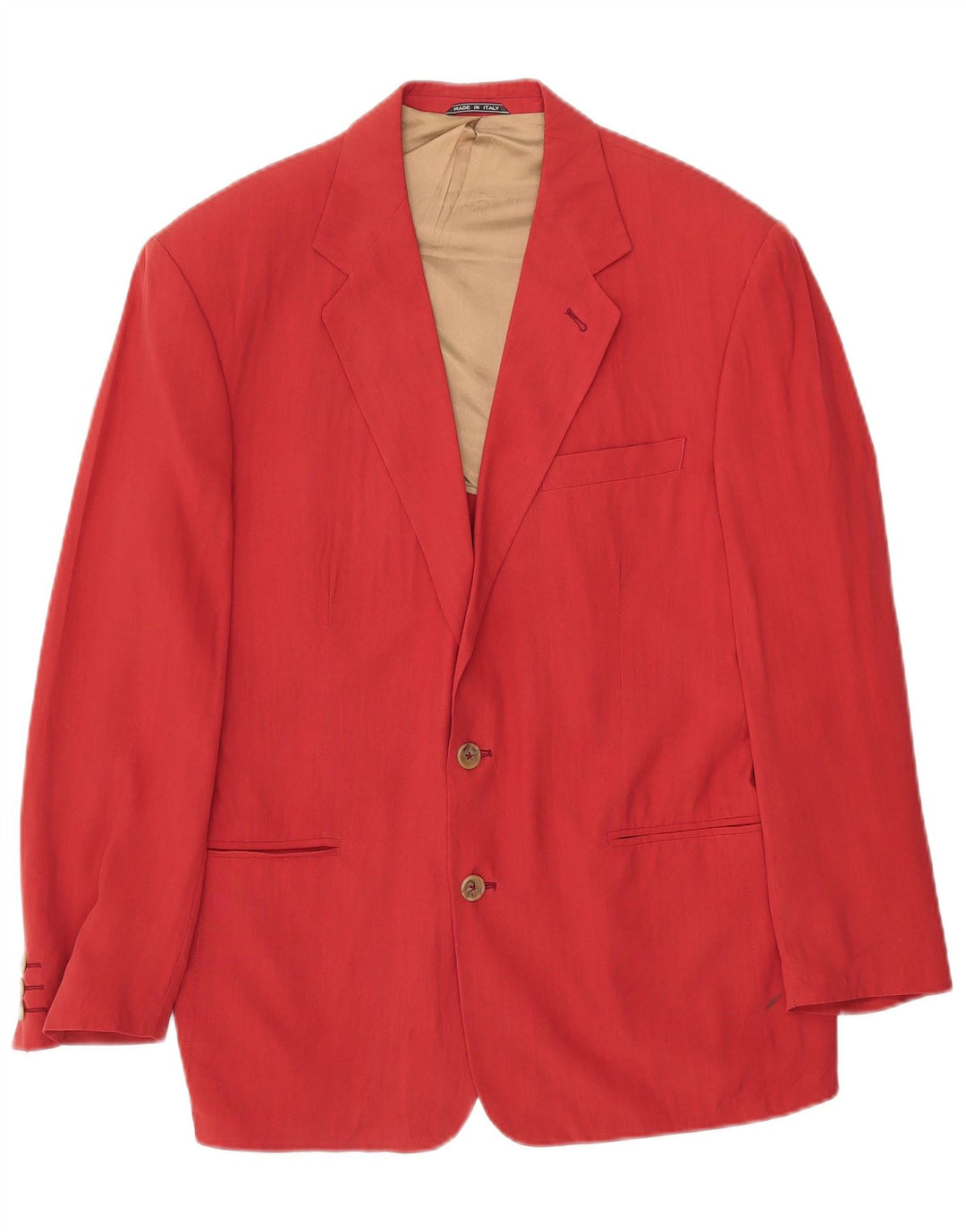 Vintage hombres 2 botones suelta fit Blazer chaqueta IT 46 pequeña seda roja